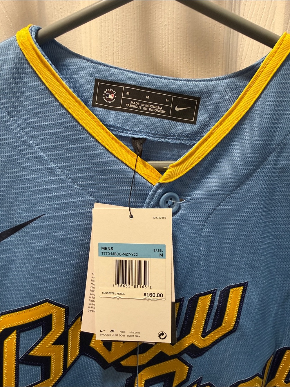 Nike l Brew Crew Baseball Jersey Milwaukee Brewers Christian Yelich - Picture 2 of 5